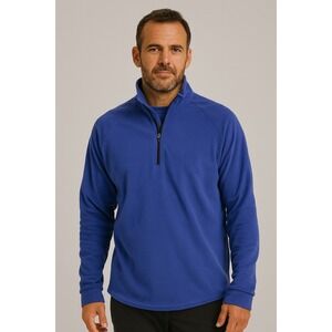 Brooks Running Blue Micro Tech Fleece 1/4 Zip Pullover Athletic Shirt Size Small